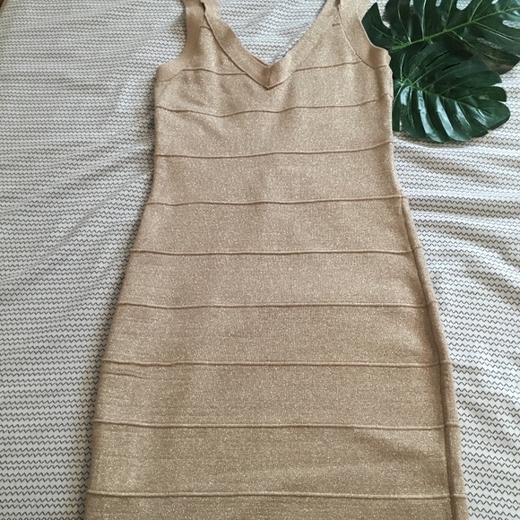 Sexy Gold Bandaid Wrap Dress - Picture 2 of 3